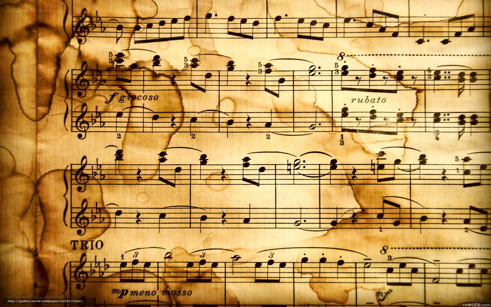 old sheet music with stains