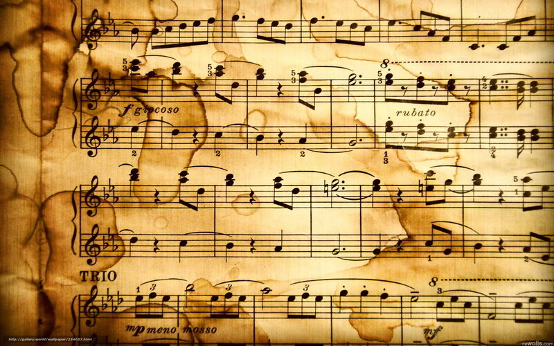 old sheet music with stains