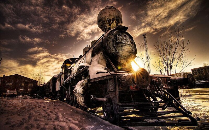 Old Steam Locomotive — Brown