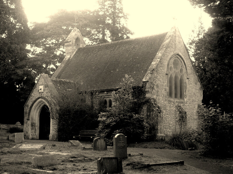 Old stone chapel in a cemetery
