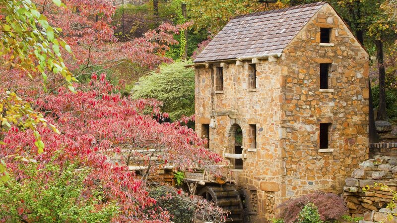 Old stone mill in autumn