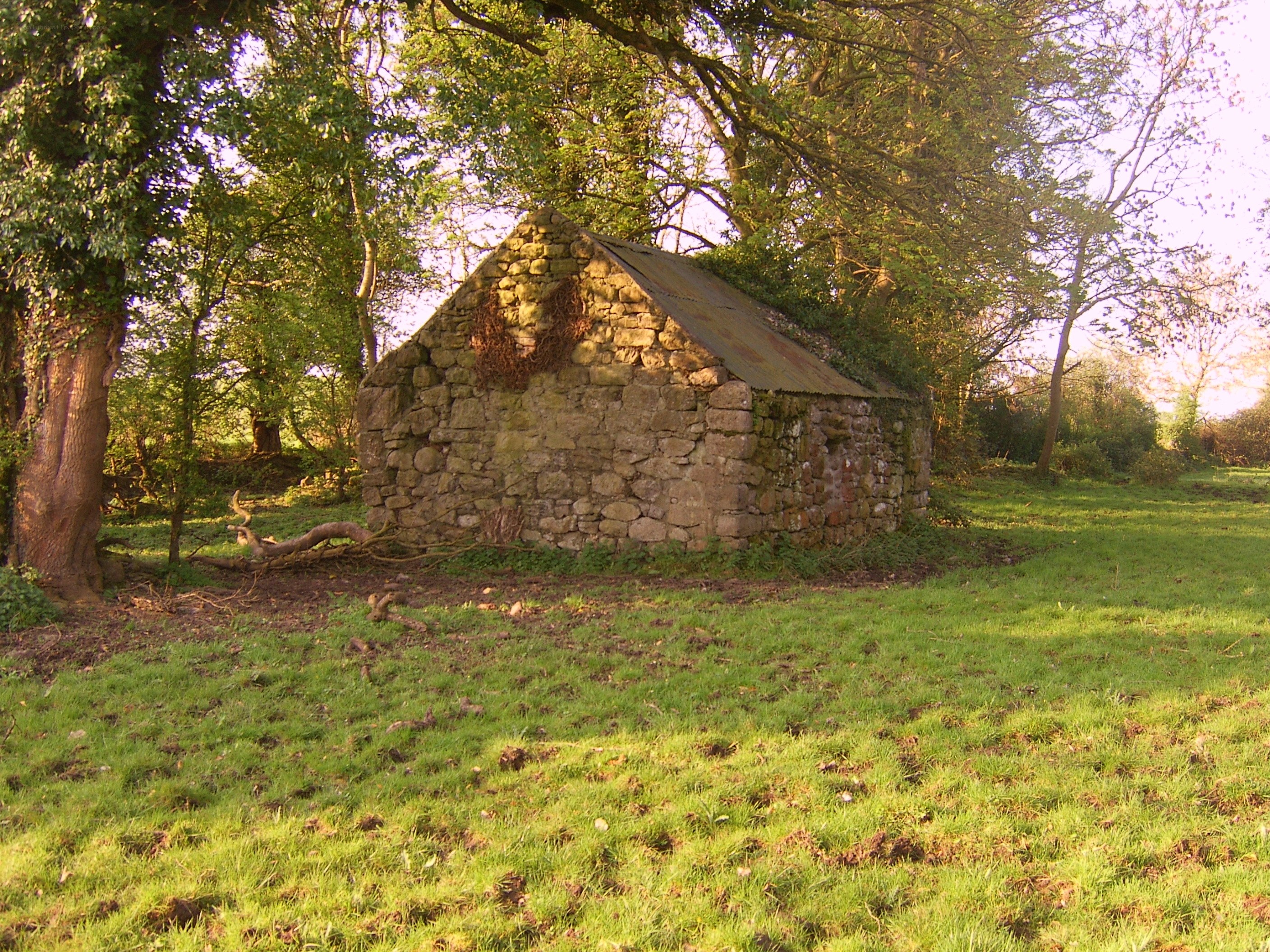Old stone shed in a field