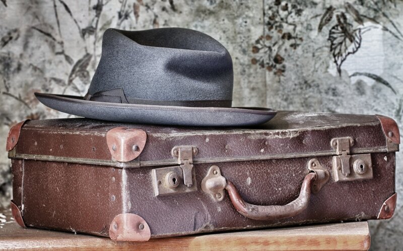 Old Suitcase with Hat