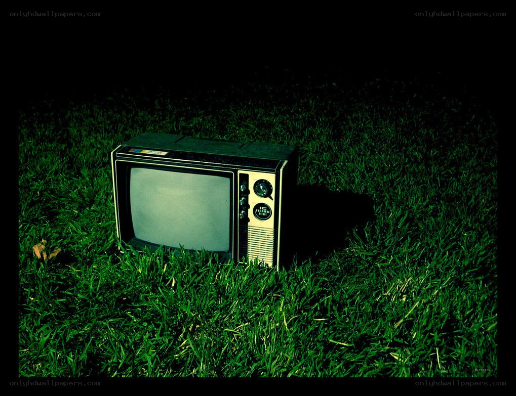 old television in grass
