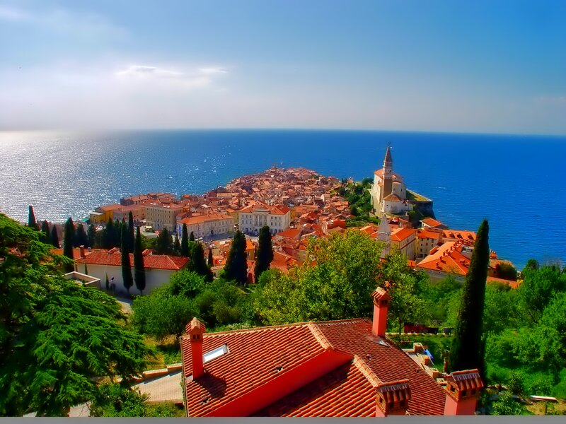 Old Town by the Sea — Blue, Serene, Afternoon, Photograph