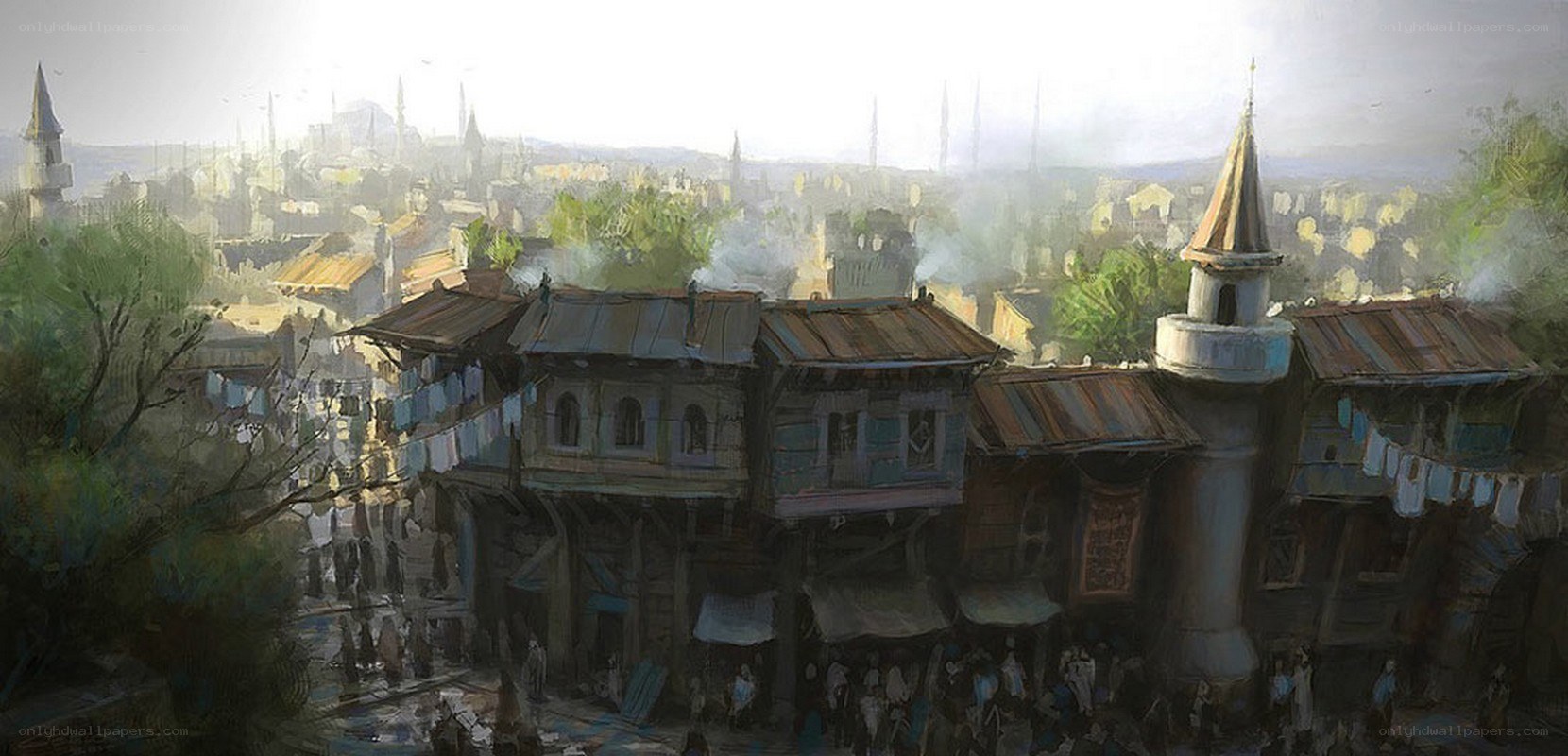 Old town market scene