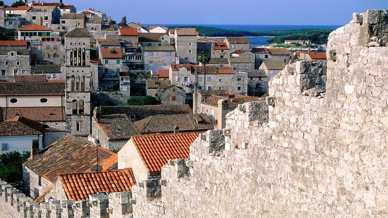 Old town of Trogir with sea view