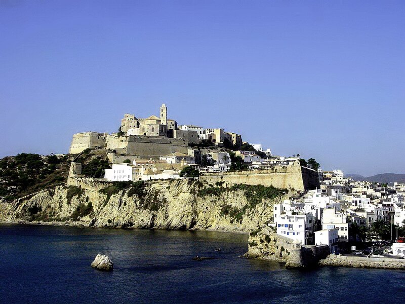 Old Town on Cliff — Blue