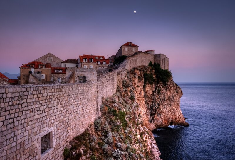 Old Town on Cliff — Purple