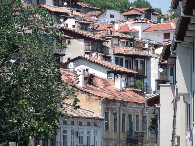Old Town Rooftops — Red, Serene