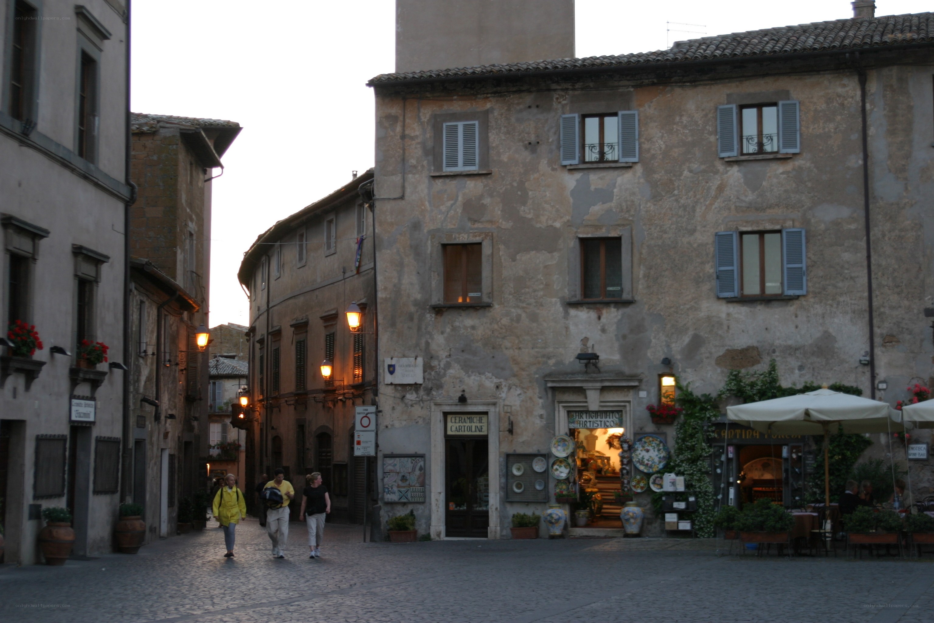 Old town street at dusk