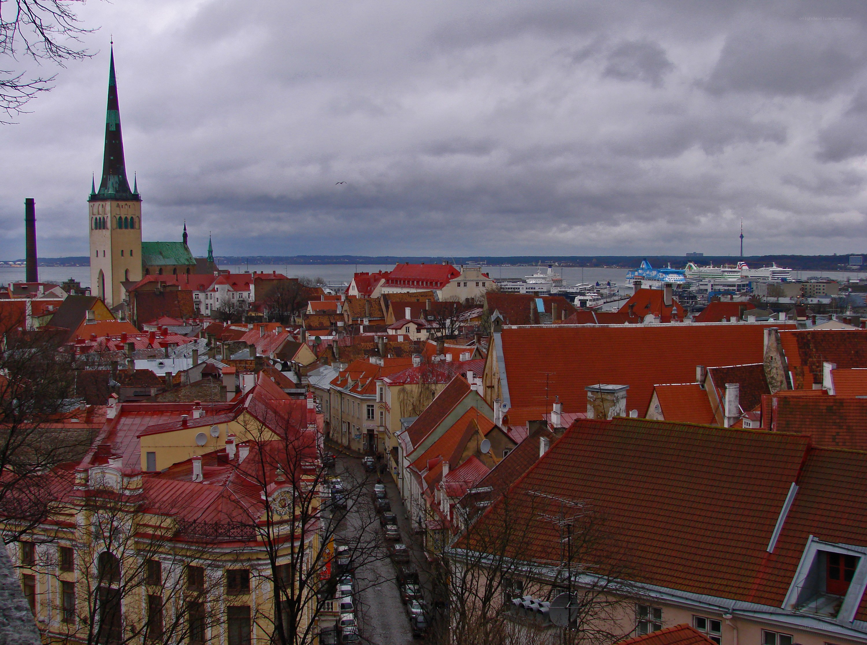 Old town with church and harbor