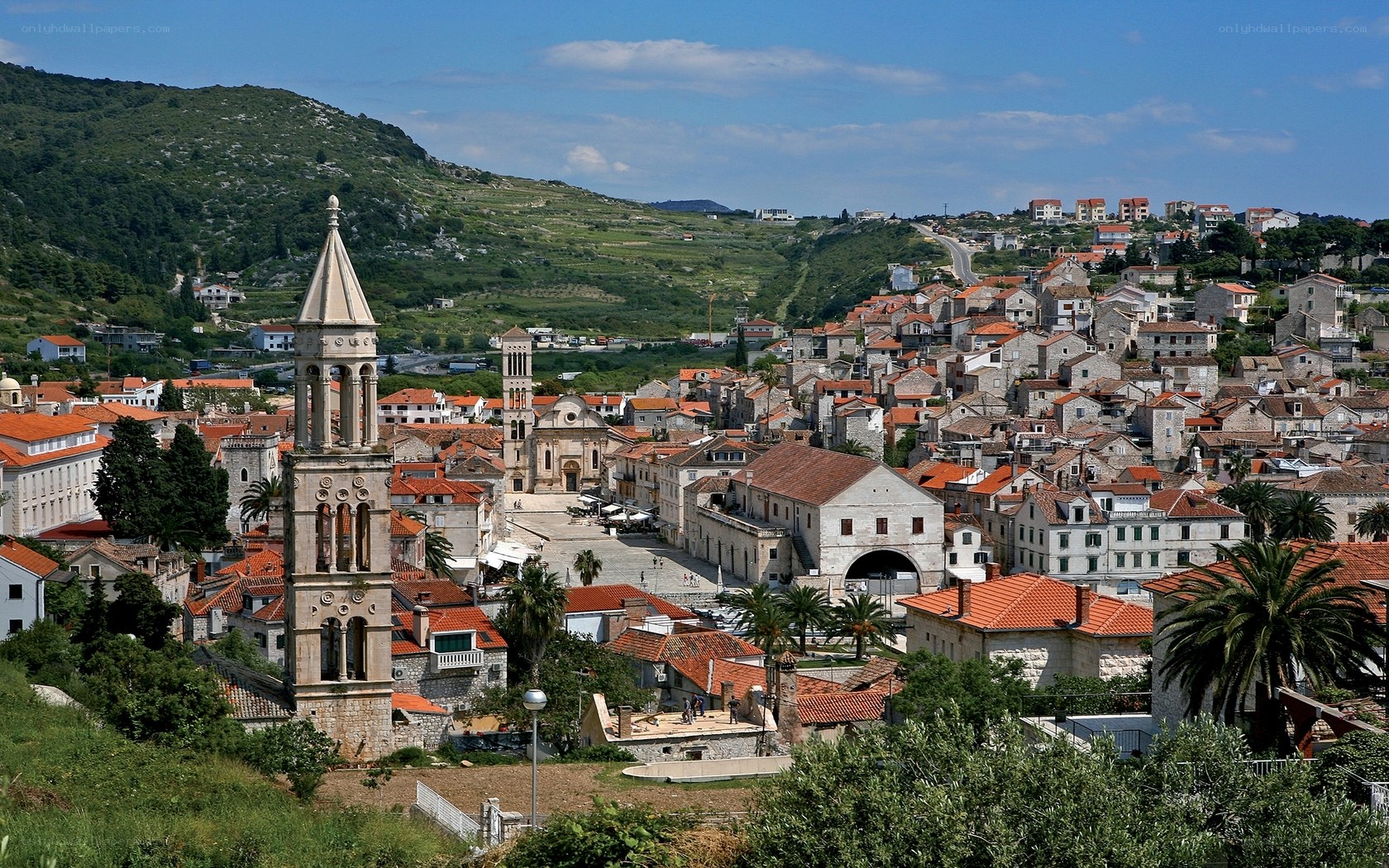 Old town with church tower