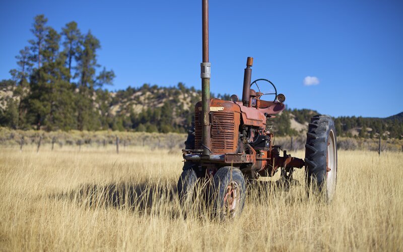 Old tractor in a field