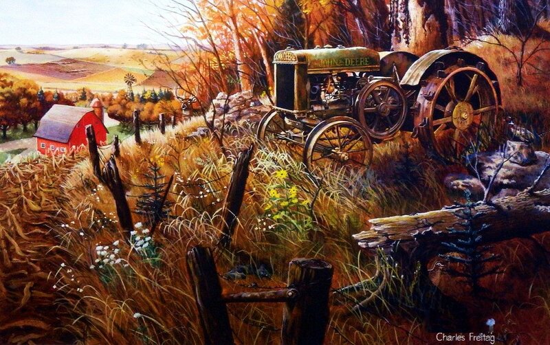 Old Tractor in Field — Brown