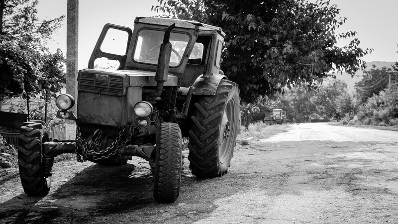 Old Tractor on Road