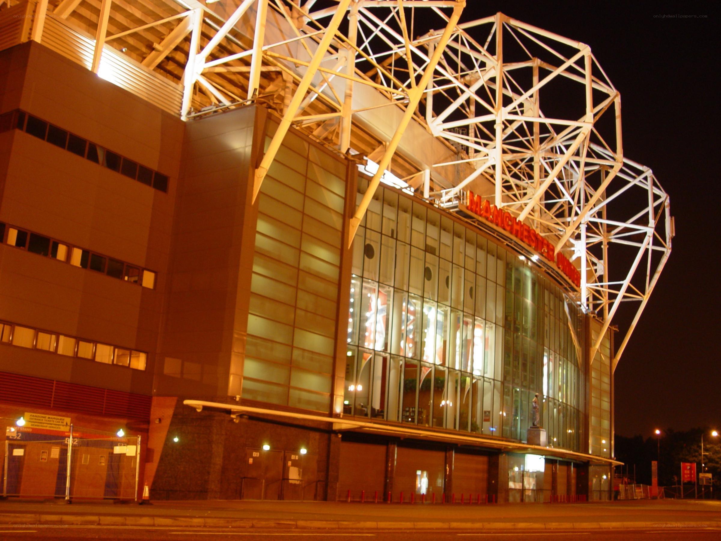 Old Trafford stadium at night