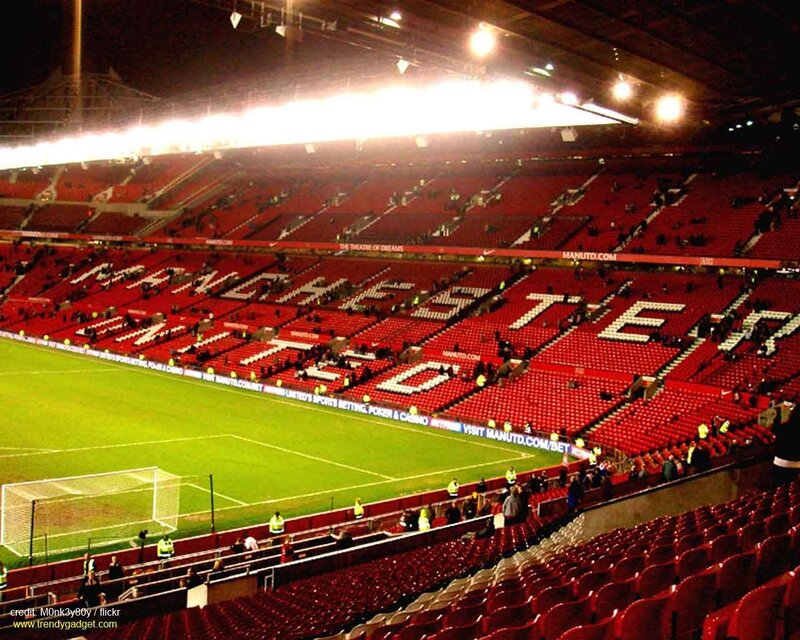 Old Trafford stadium at night