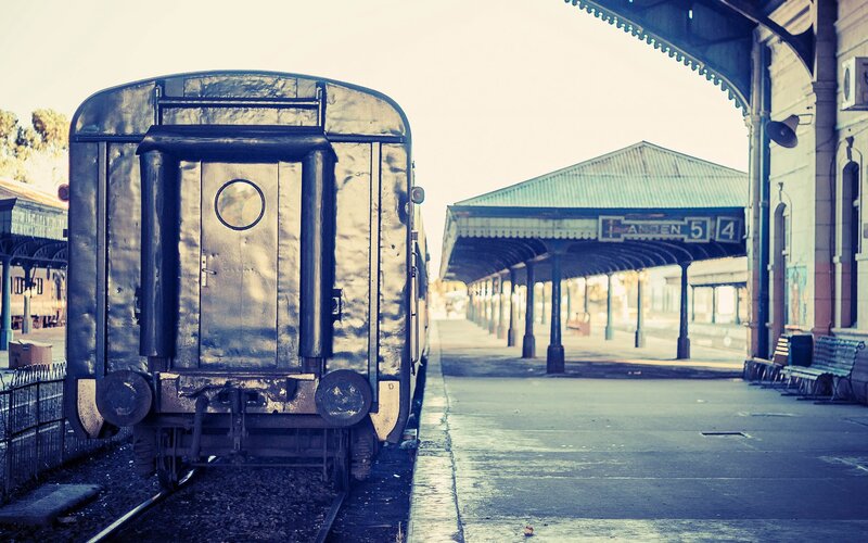 Old train at a station