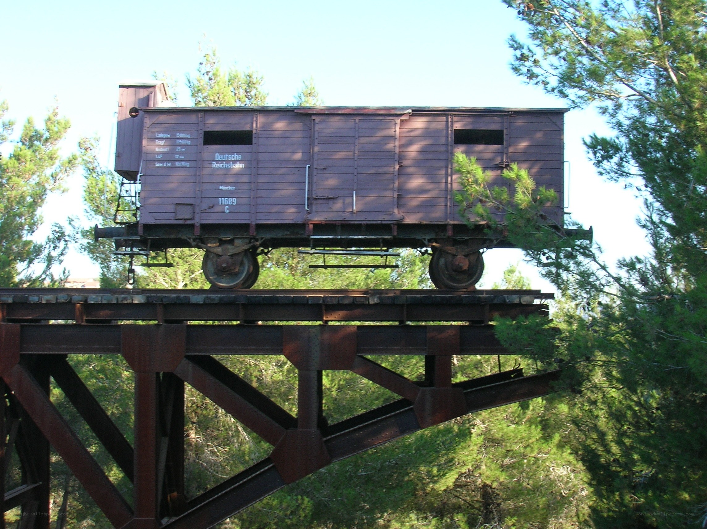 old train car on a bridge