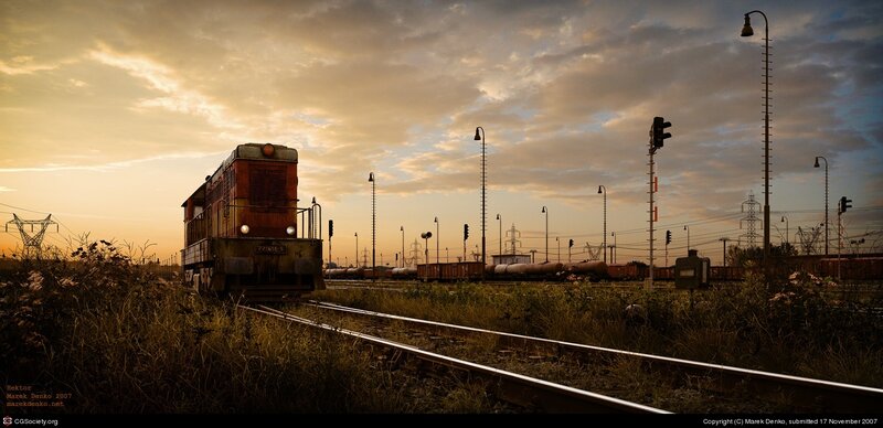 Old Train on Tracks