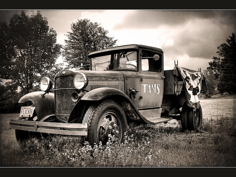 Old Truck in Field — Black