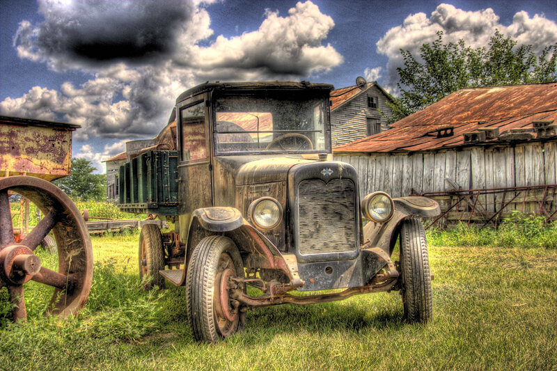 Old Truck in Field — Green