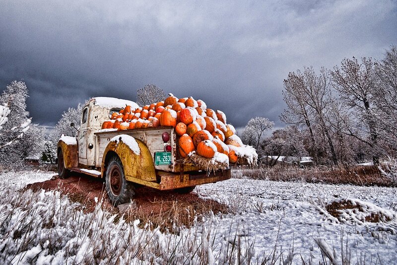 Old Truck with Pumpkins