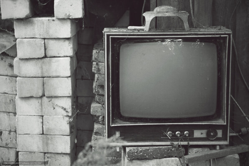 Old TV in a brick shed