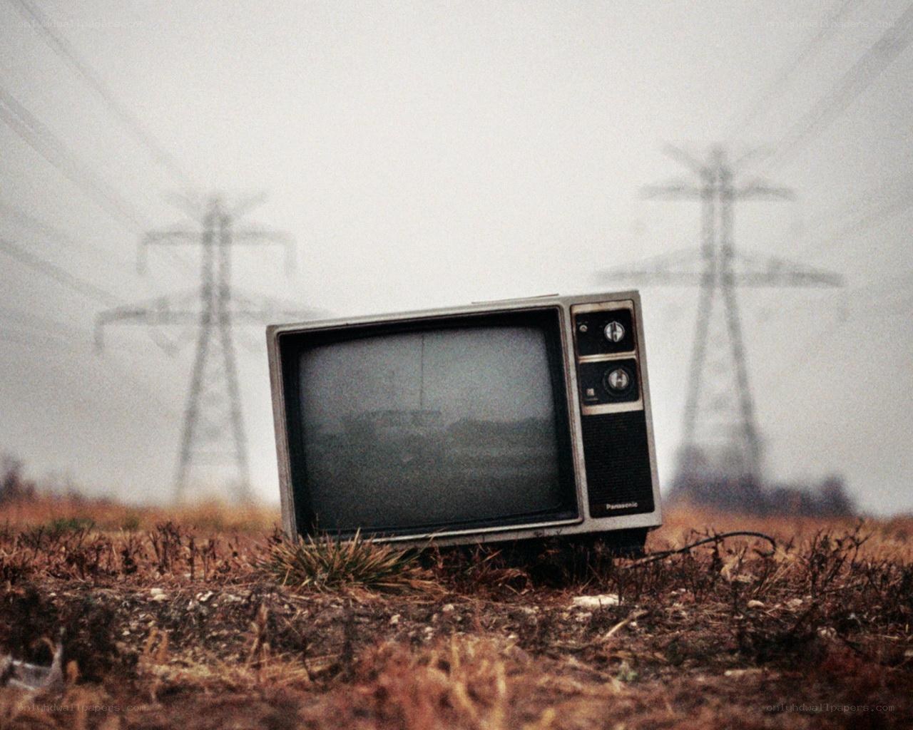 Old TV in a field