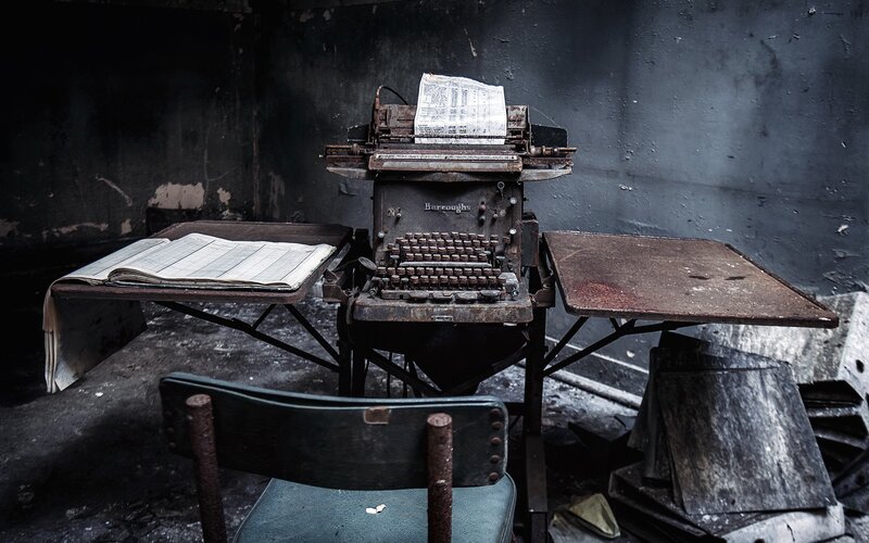 Old Typewriter on Desk