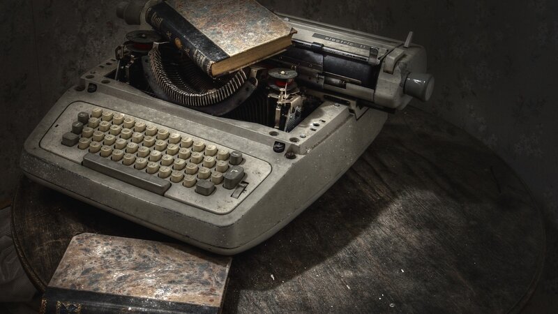 Old Typewriter on Table