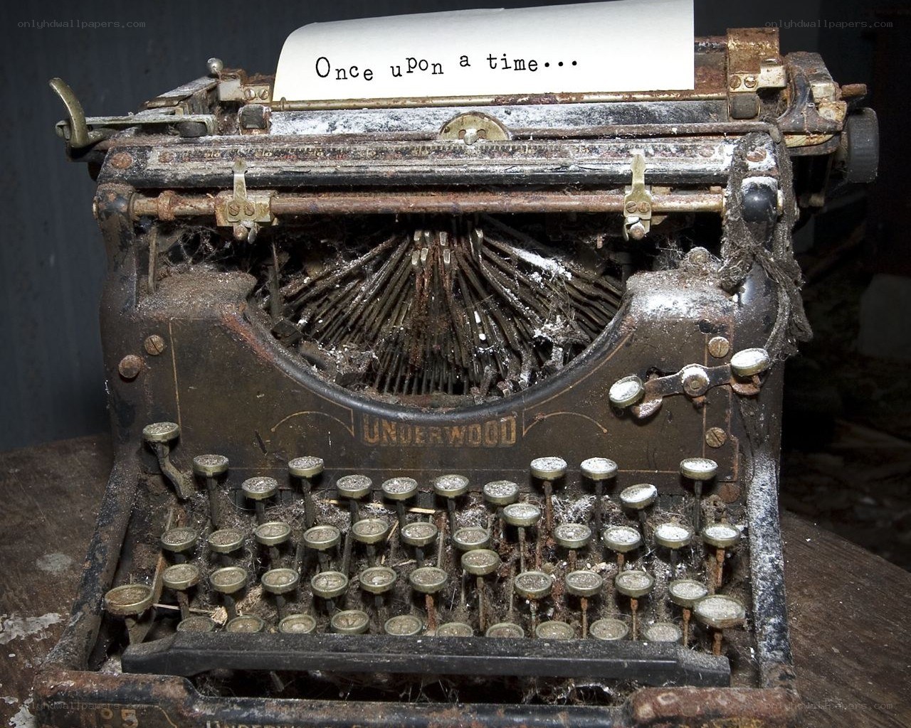 Old typewriter with story start