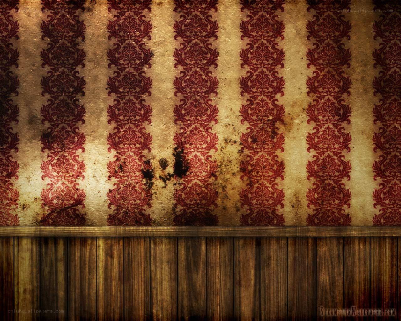 old wallpaper and wood paneling