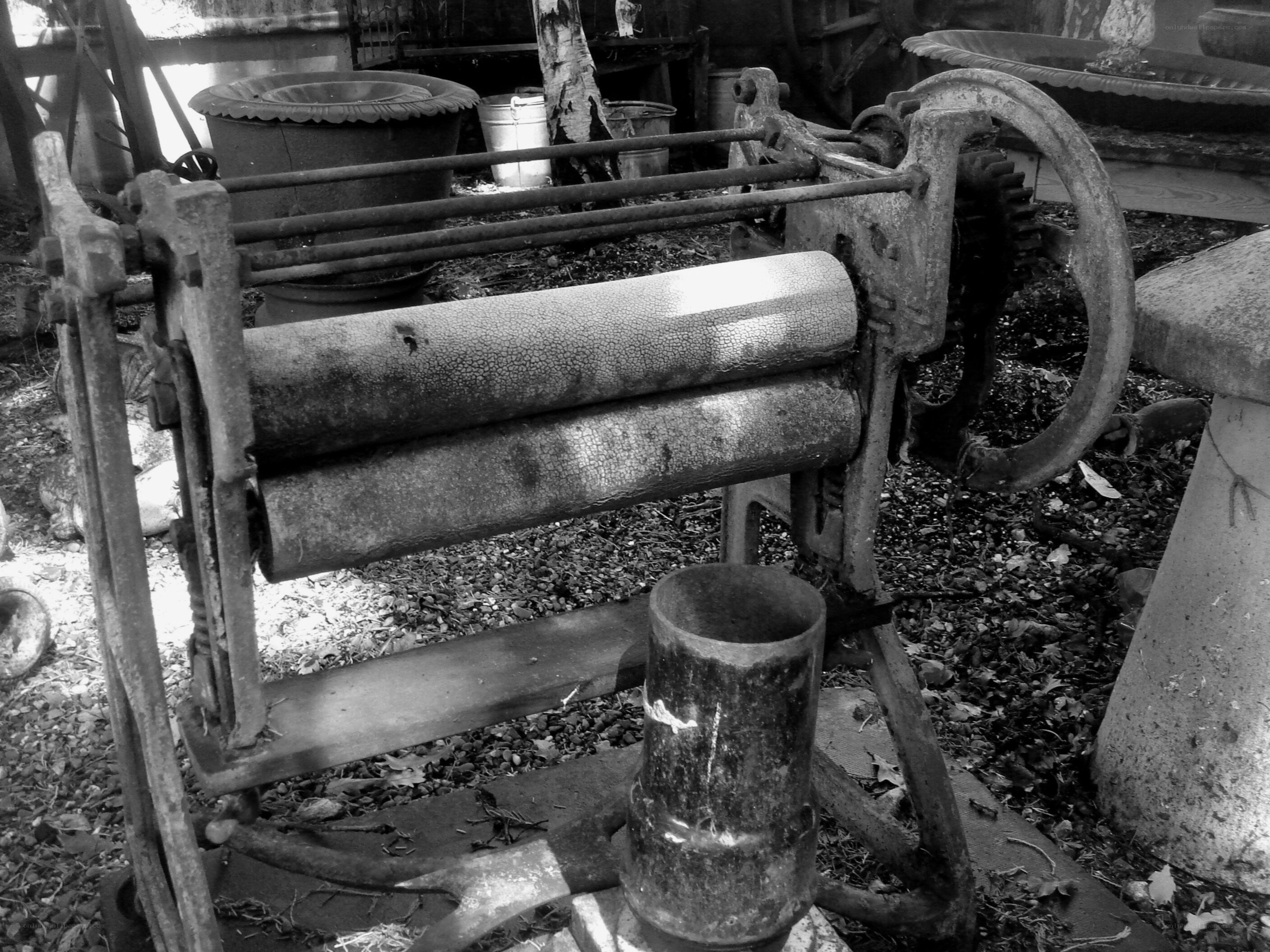Old washing machine in a yard