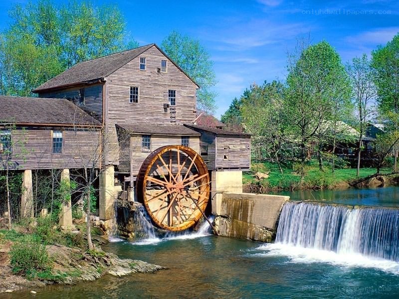 Old watermill by a river