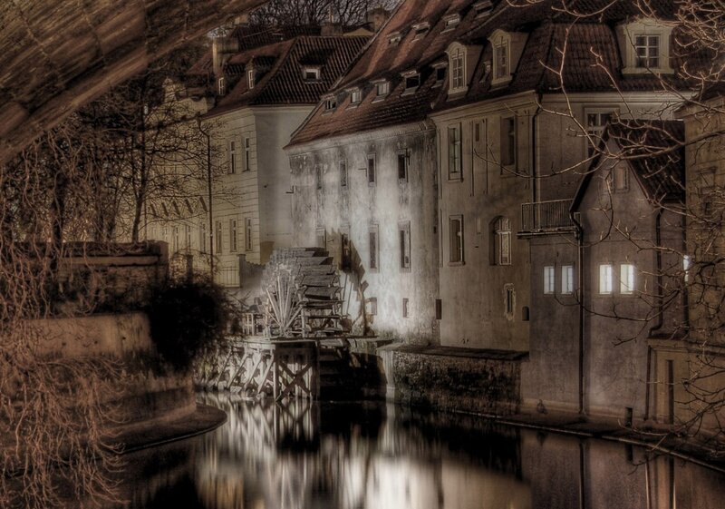 Old Watermill by Canal — Brown