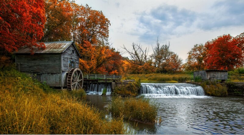 Old Watermill by River — Orange