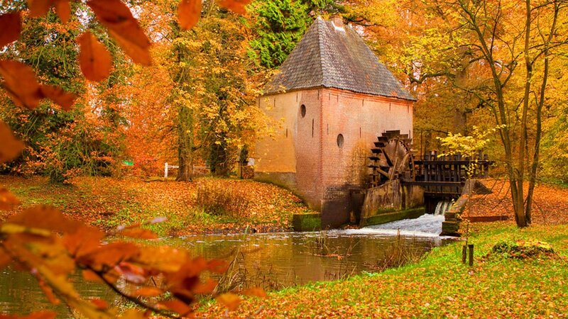 Old Watermill in Autumn — Orange