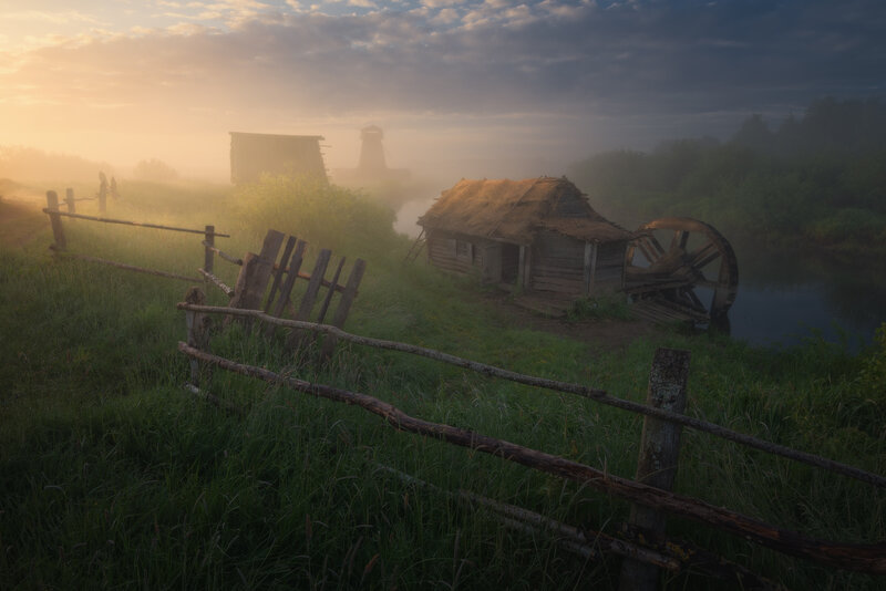 Old Watermill in Fog