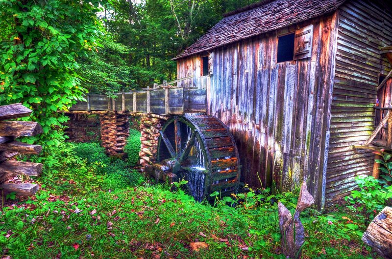 Old Watermill in Forest — Green, Serene