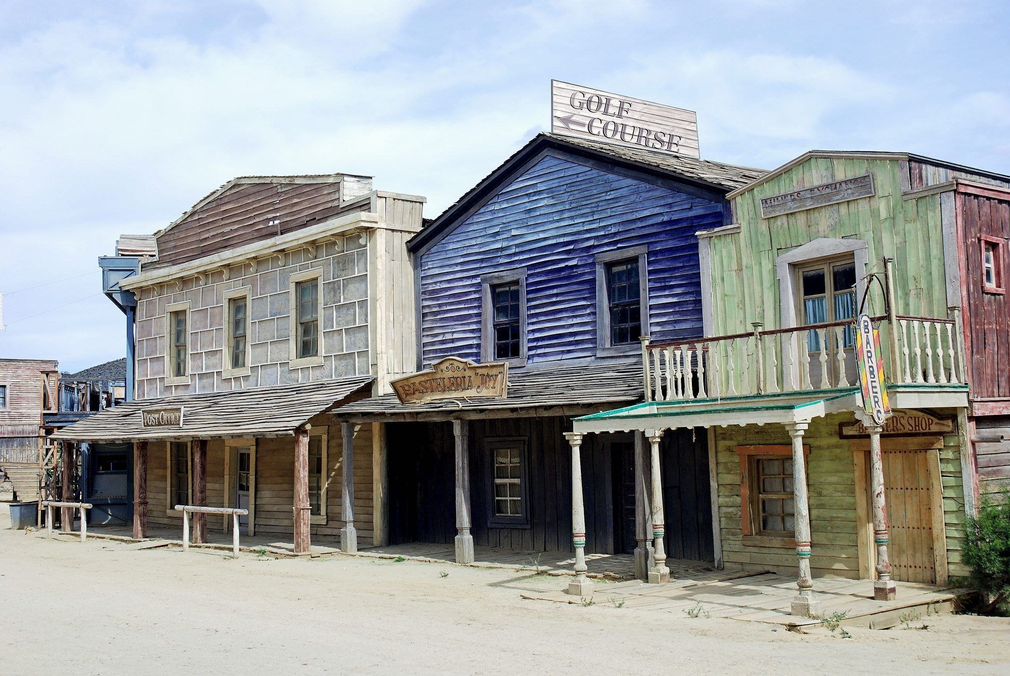 Old west town buildings