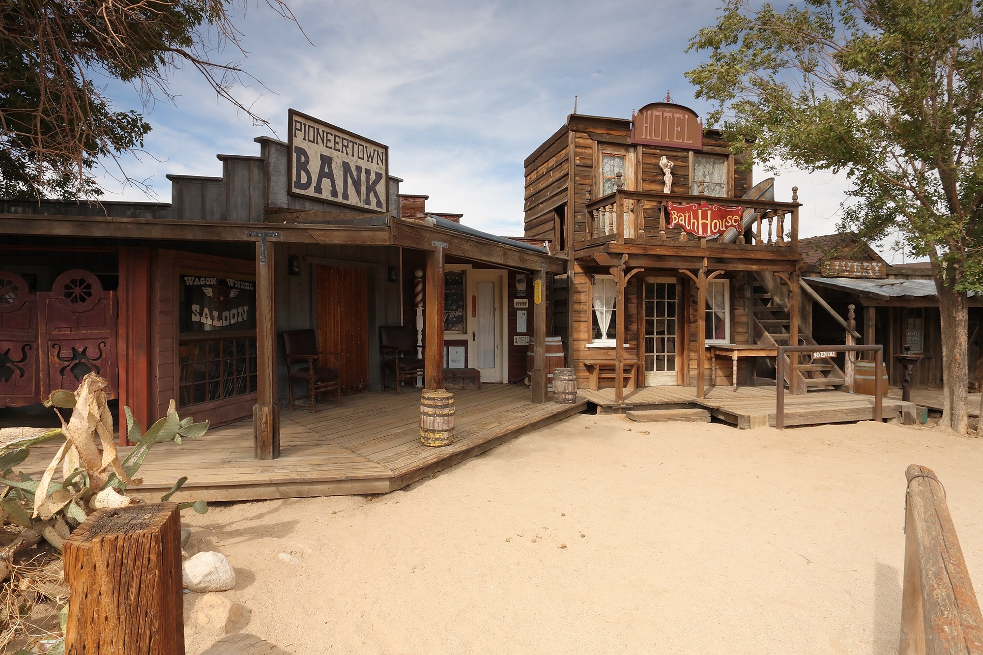 Old west town buildings