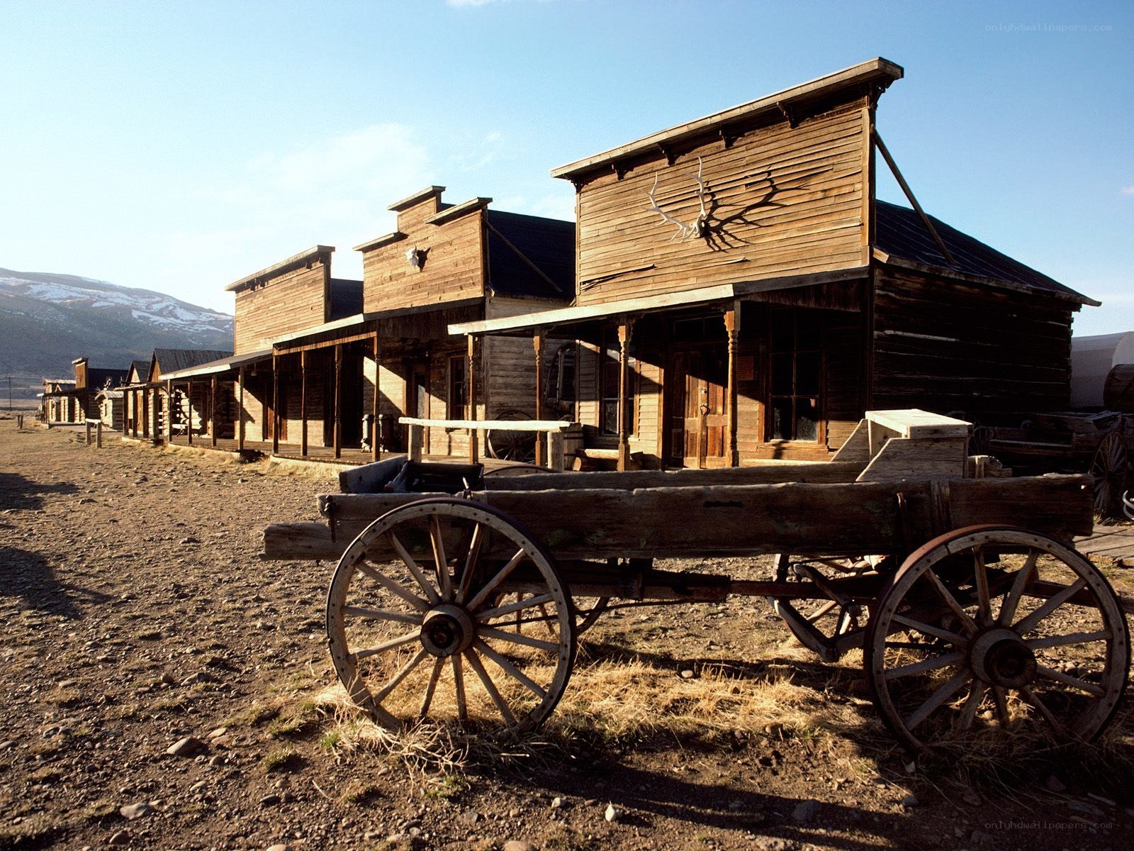 Old west town with wagon
