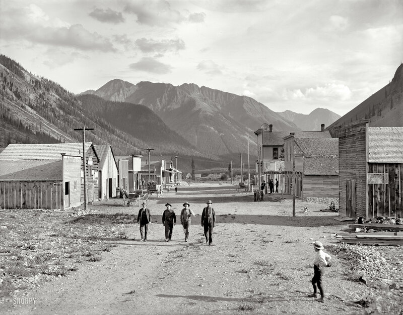 Old Western town in mountains