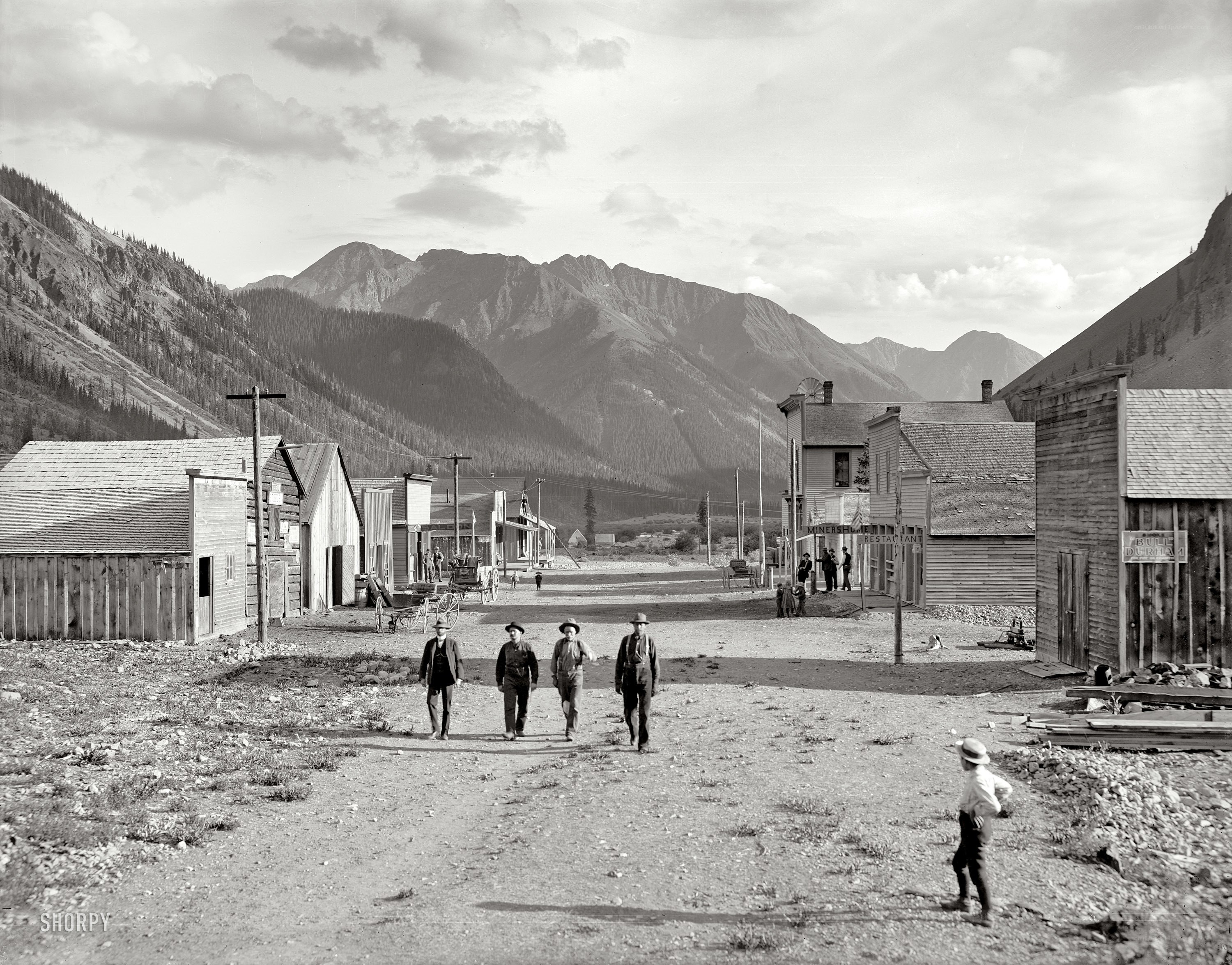 Old Western town in mountains