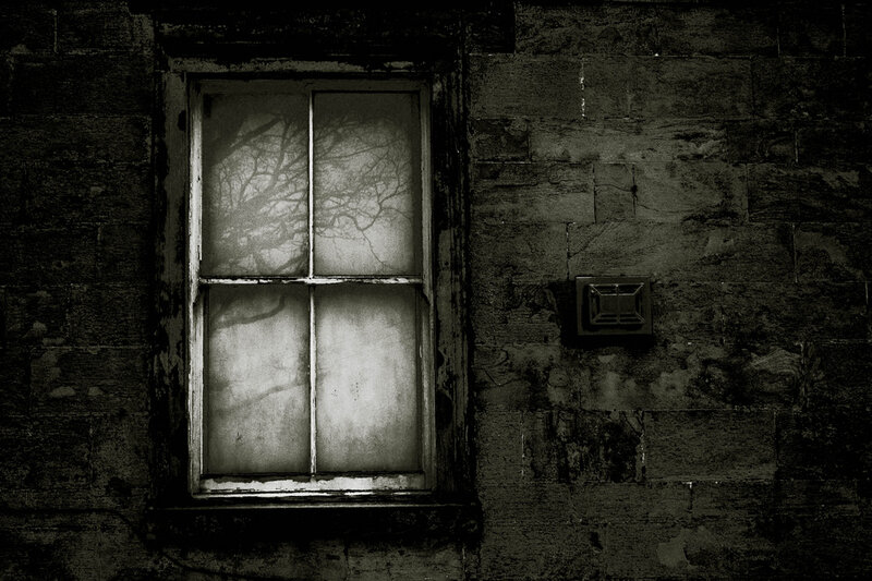 Old Window on Brick Wall — Black