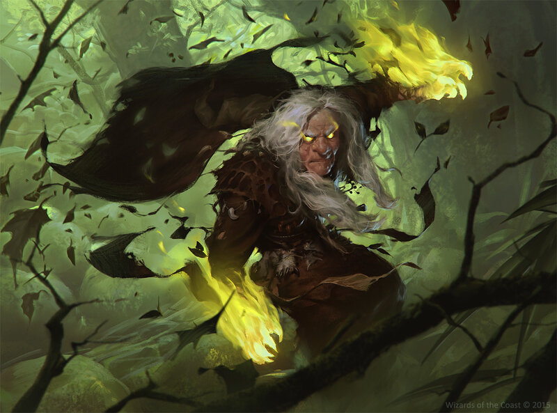 Old Wizard in Forest — Green, Dramatic