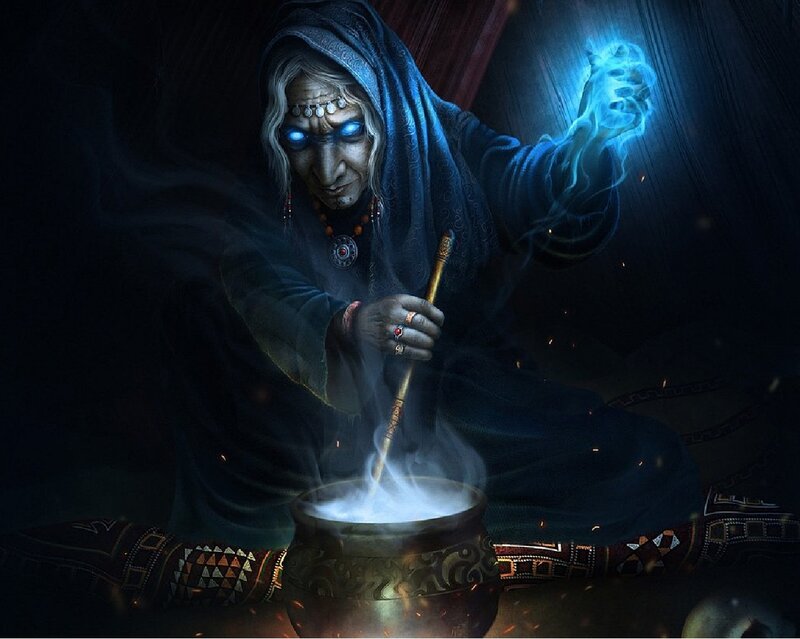Old Woman Casting Spell