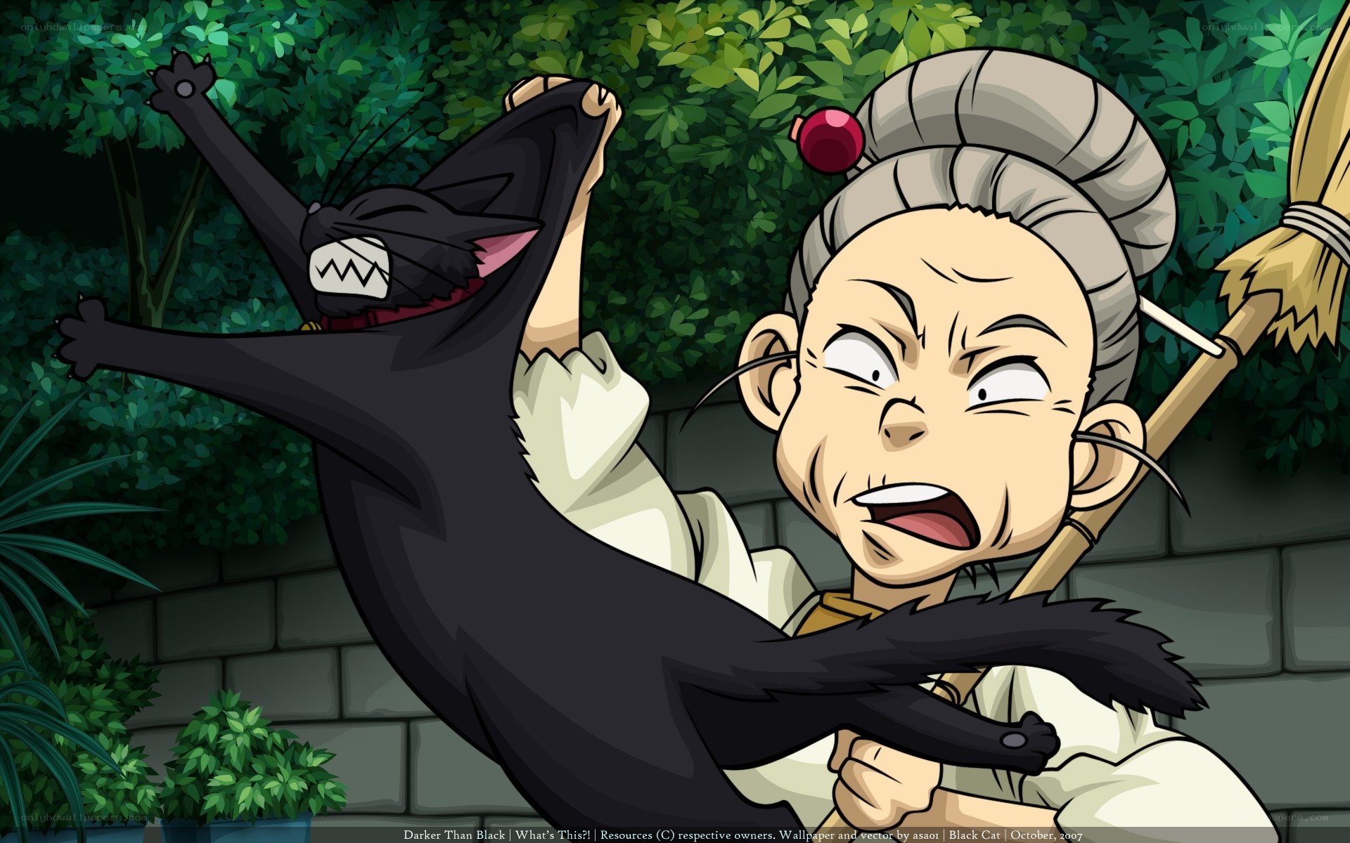 Old woman holding a black cat